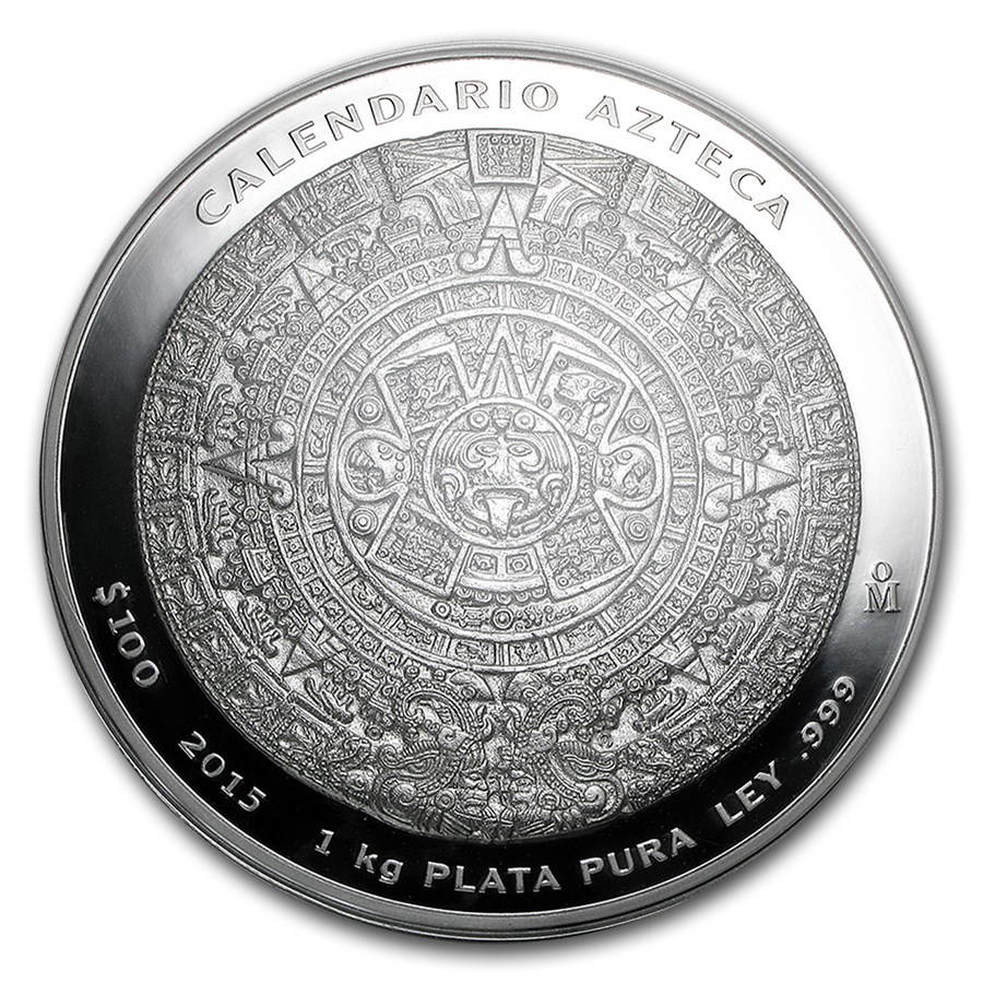 2015 Mexico 1 Kilo Silver Coin Aztec Calendar One Kilo Coins for